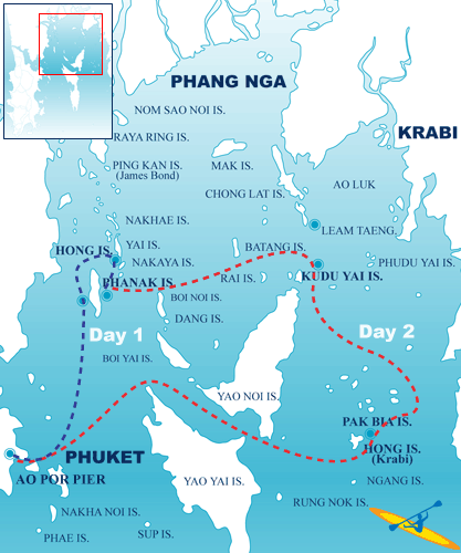 Phang Nga Bay route map